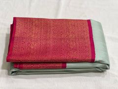 LITE PISTA/PINK  COMBITION PURE KANCHI SILK SAREE