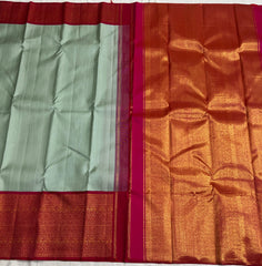 LITE PISTA/PINK  COMBITION PURE KANCHI SILK SAREE