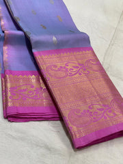 SKY BLUE/PINK  COMBITION PURE KANCHI SILK SAREE