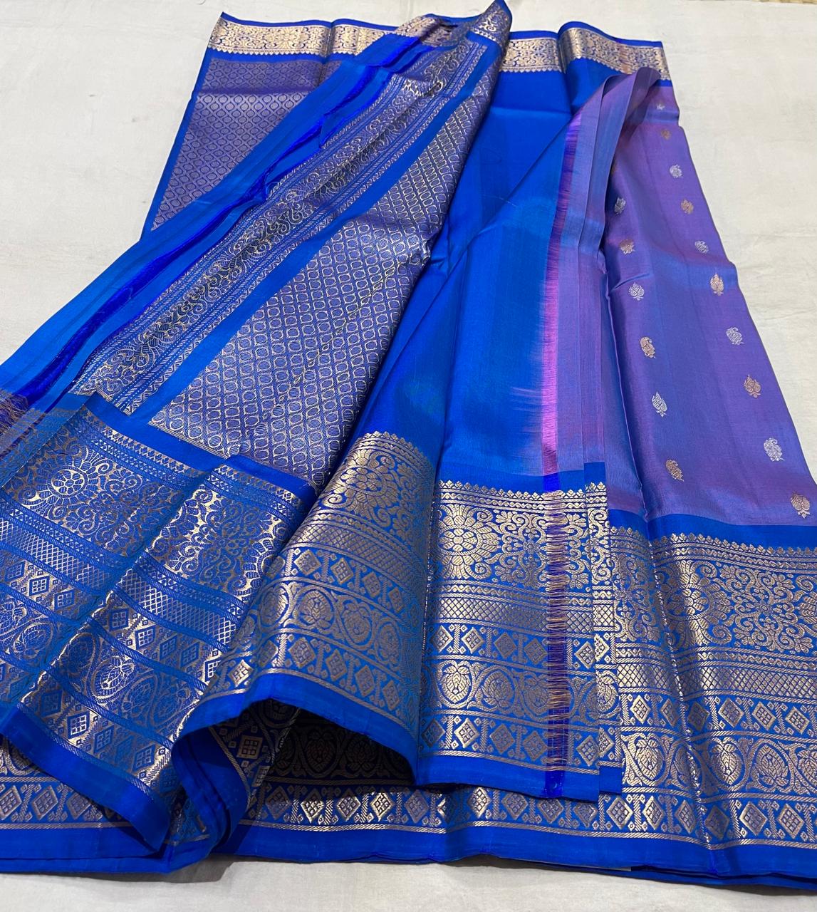 ROYAL BLUE COMBITION PURE KANCHI SILK SAREE