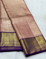 PEACH/VOILET   COLOUR COMBITION PURE KANCHI SILK SAREE