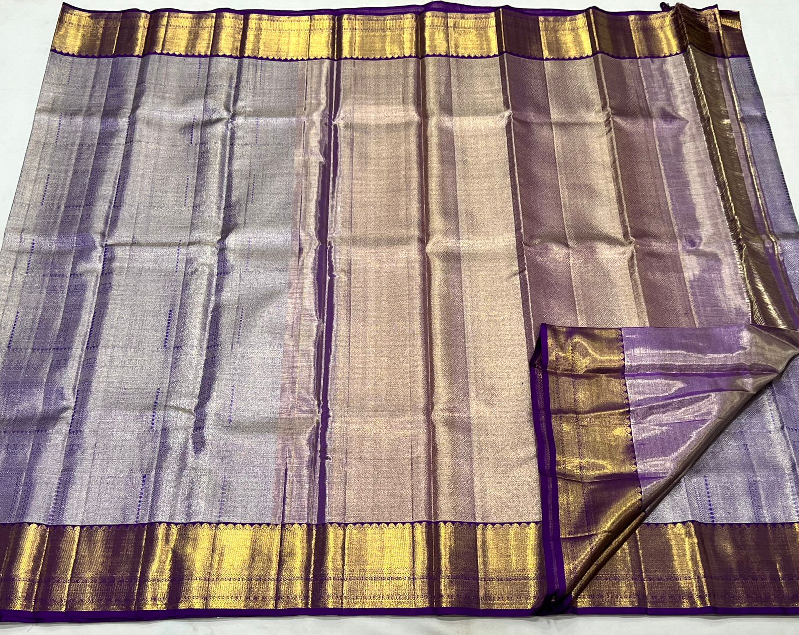 LITE VOILET /VOILET  COLOUR COMBITION PURE KANCHI SILK SAREE