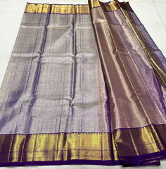 LITE VOILET /VOILET  COLOUR COMBITION PURE KANCHI SILK SAREE