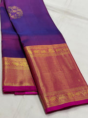 PURPLE COLOUR COMBITION PURE KANCHI SILK SAREE