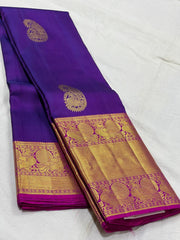 PURPLE/PINK  COLOUR COMBITION PURE KANCHI SILK SAREE