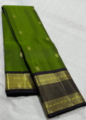 LIFE GREEN/BLACK  COLOUR COMBITION PURE KANCHI SILK SAREE