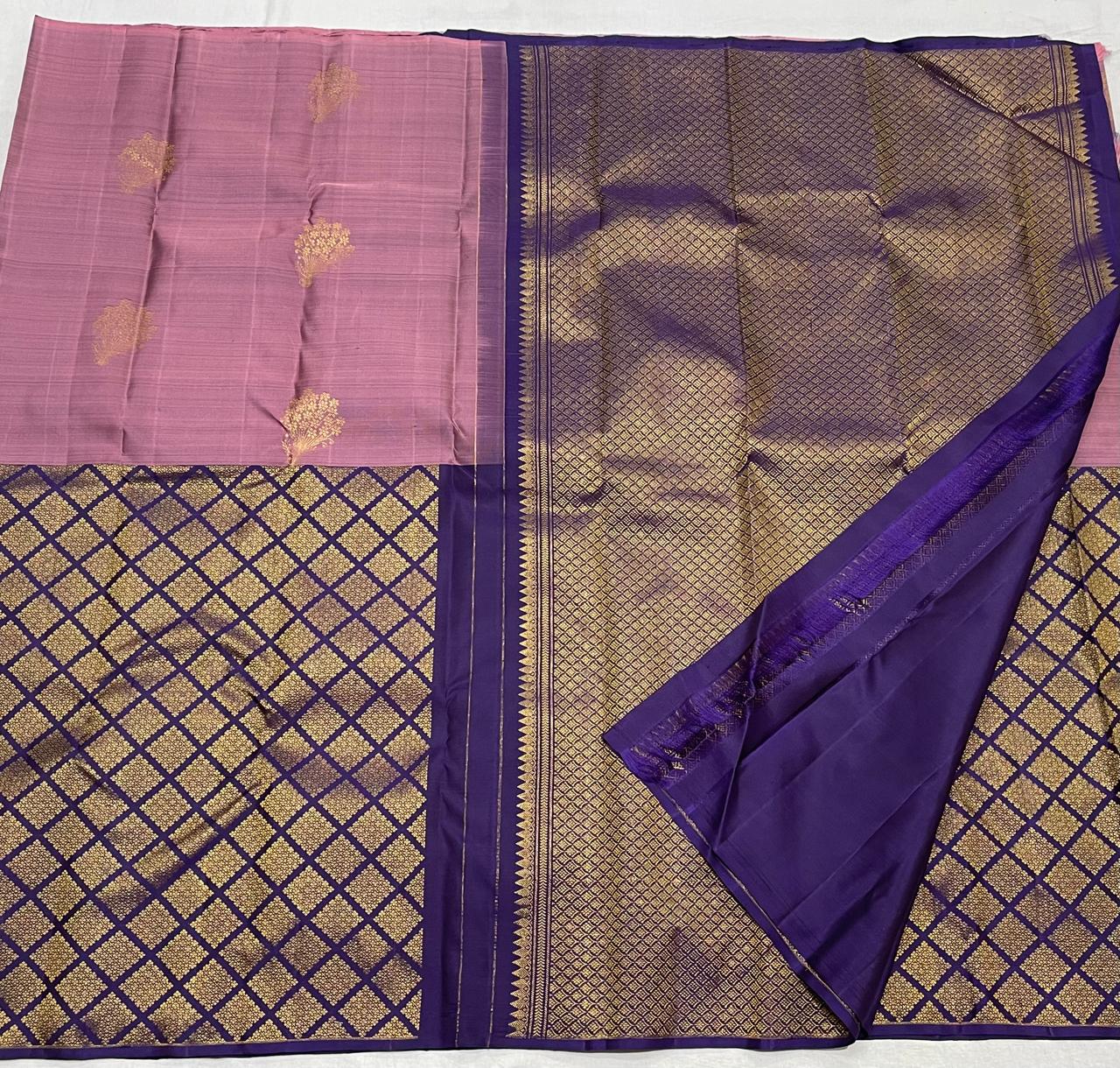 LILAC/VOILET COMBITION PURE KANCHI SILK SAREE