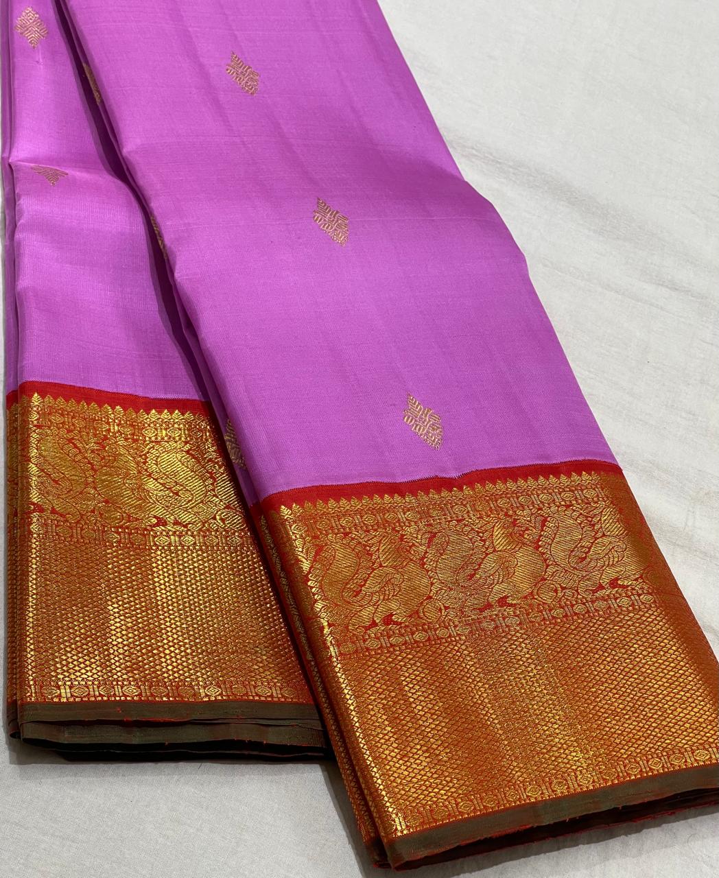 PINK/RED COMBITION PURE KANCHI SILK SAREE