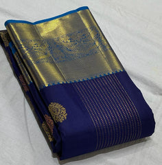 NAVY BLUE/RAMA BLUE COMBITION PURE KANCHI SILK SAREE