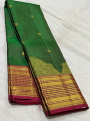 GREEN/ MAROON COMBITION PURE KANCHI SILK SAREE