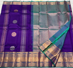 VOILET/RAMA GREEN  COMBITION PURE KANCHI SILK SAREE