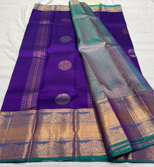 VOILET/RAMA GREEN  COMBITION PURE KANCHI SILK SAREE