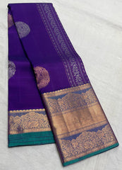 VOILET/RAMA GREEN  COMBITION PURE KANCHI SILK SAREE