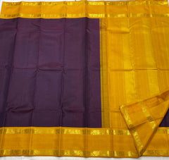 MAROON/MUSTARD YELLOW  COMBITION PURE KANCHI SILK SAREE