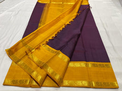 MAROON/MUSTARD YELLOW  COMBITION PURE KANCHI SILK SAREE