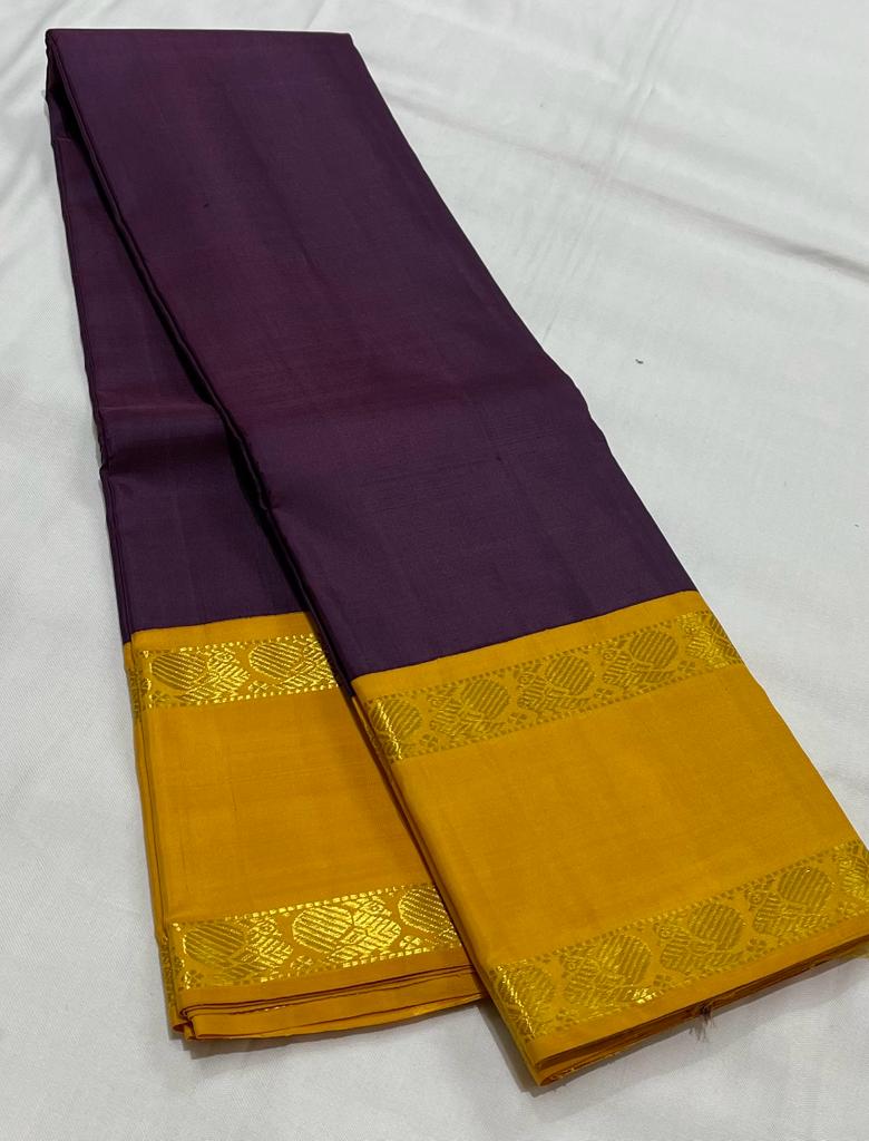 MAROON/MUSTARD YELLOW  COMBITION PURE KANCHI SILK SAREE