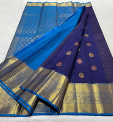 NAVY BLUE/RAMA BLUE COMBITION PURE KANCHI SILK SAREE