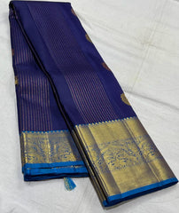 NAVY BLUE/RAMA BLUE COMBITION PURE KANCHI SILK SAREE