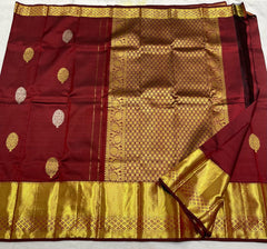 MAROON COMBITION PURE KANCHI SILK SAREE