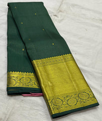 BOTTLE GREEN/PEACH  COMBITION PURE KANCHI SILK SAREE