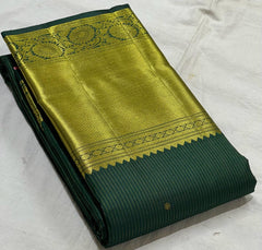 BOTTLE GREEN/PEACH  COMBITION PURE KANCHI SILK SAREE