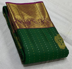 GREEN/PURPLE COMBITION PURE KANCHI SILK SAREE