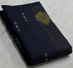 NAVY BLUE/SKY BLUE COMBITION PURE KANCHI SILK SAREE