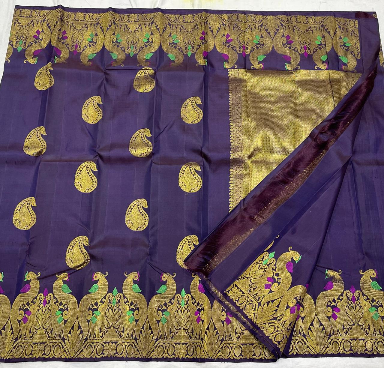 VOILET  COMBITION PURE KANCHI SILK SAREE