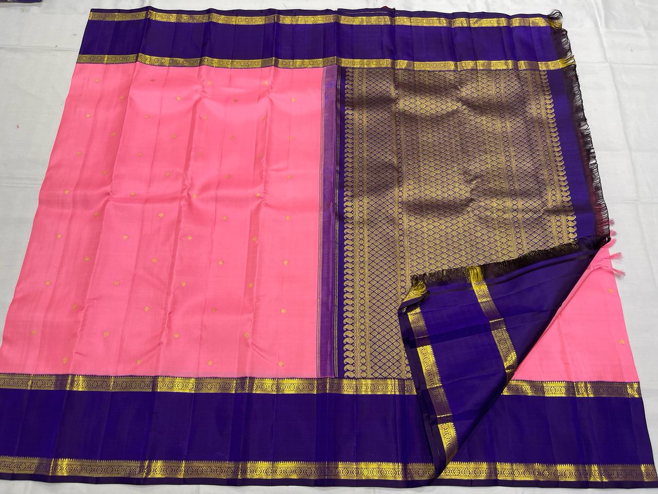 PINK/VOILET COMBITION PURE KANCHI SILK SAREE