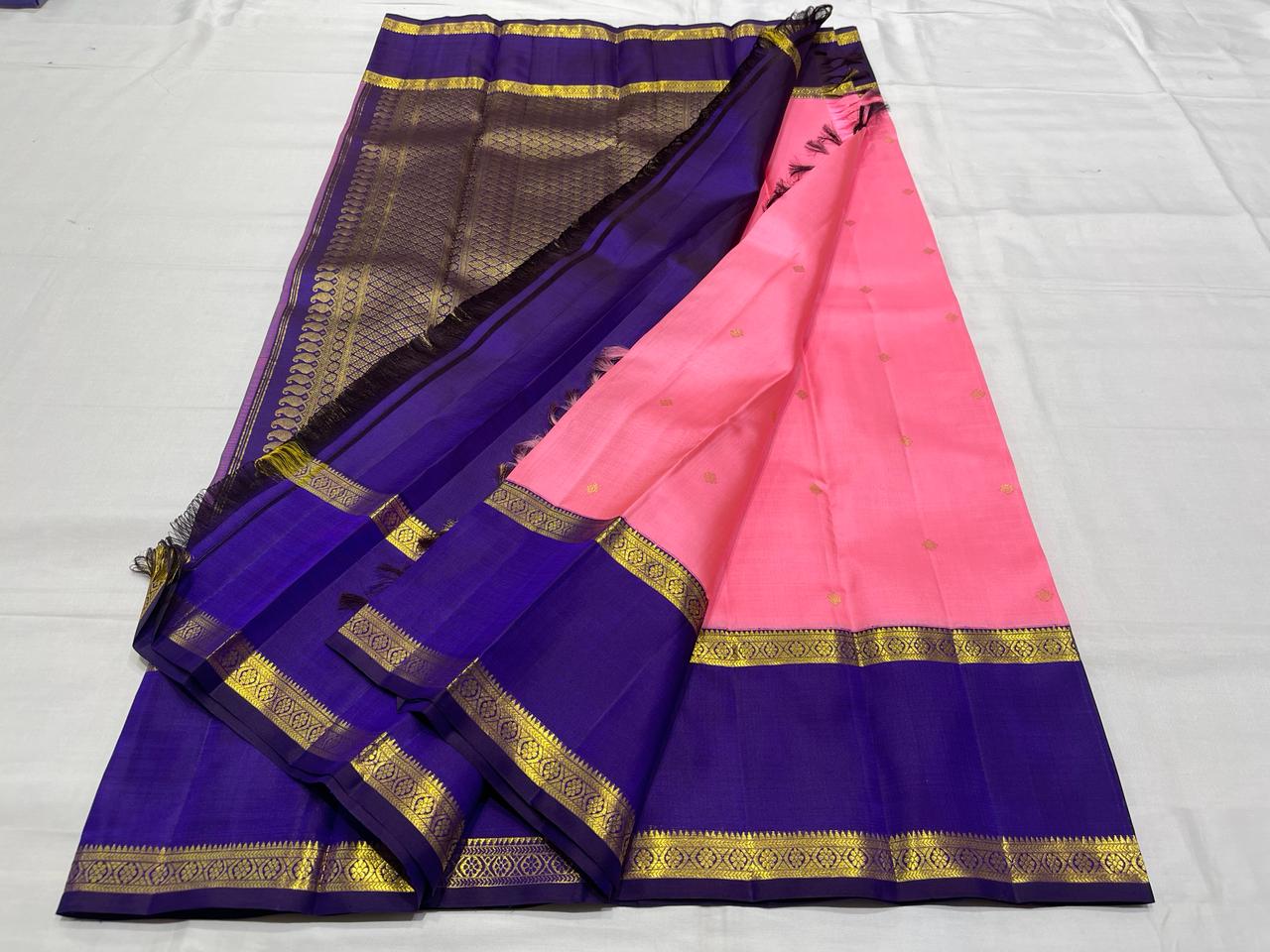 PINK/VOILET COMBITION PURE KANCHI SILK SAREE