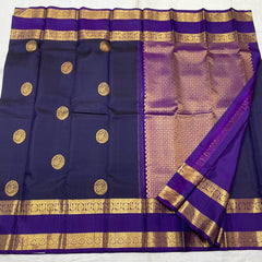 NAVY BLUE/VOILET COMBITION PURE KANCHI SILK SAREE