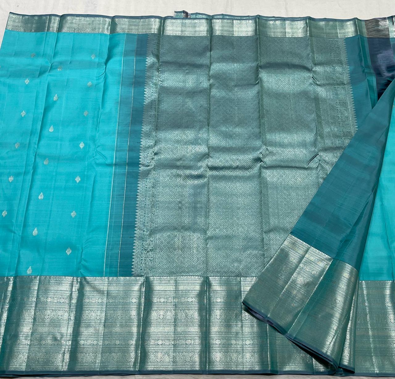 SKY BLUE  COMBITION PURE KANCHI SILK SAREE