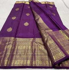 PURPLE COMBITION PURE KANCHI SILK SAREE