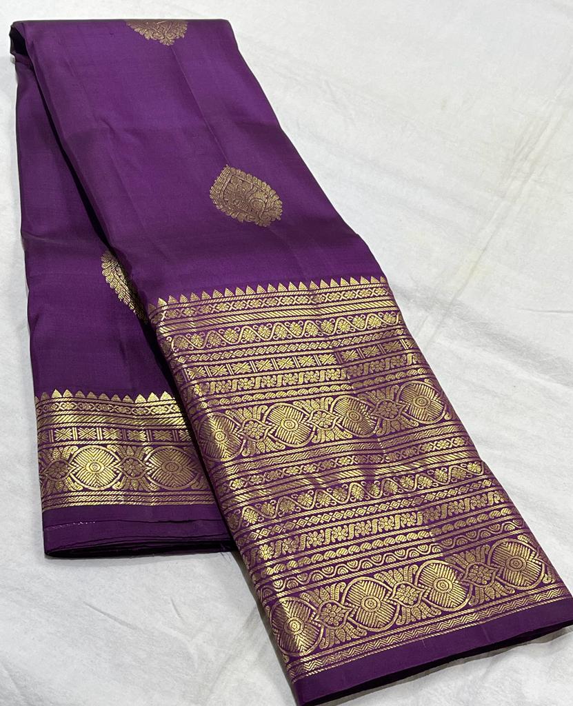 PURPLE COMBITION PURE KANCHI SILK SAREE