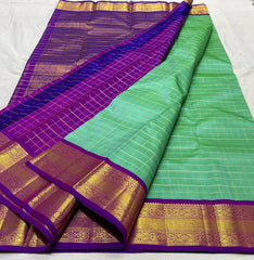 LITE GREEN/PURPLE COMBITION PURE KANCHI SILK SAREE