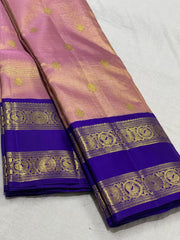 PEACH/VOILET  COMBITION PURE KANCHI SILK SAREE