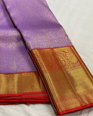 RED/LAVENDER  COMBITION PURE KANCHI SILK SAREE