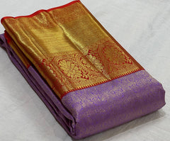 RED/LAVENDER  COMBITION PURE KANCHI SILK SAREE