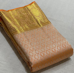 LITE ORANGE COMBITION PURE KANCHI SILK SAREE