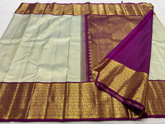 LITE PISTA GREEN/PURPLE COMBITION PURE KANCHI SILK SAREE