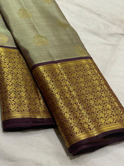 BROWN/GREY  COMBITION PURE KANCHI SILK SAREE