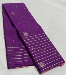 PURPLE/PEACH  BORDER COMBITION PURE KANCHI SILK SAREE