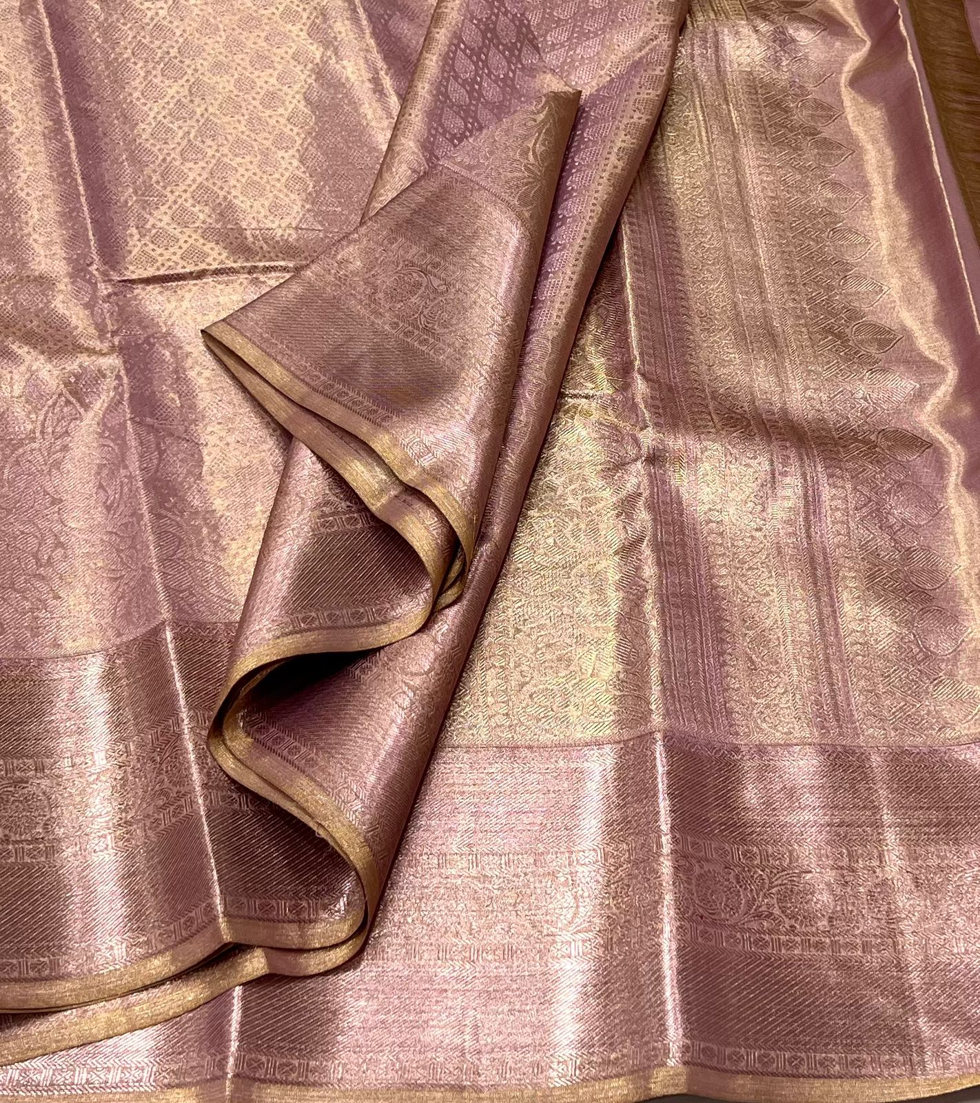 PEACH  BORDER COMBITION PURE KANCHI SILK SAREE