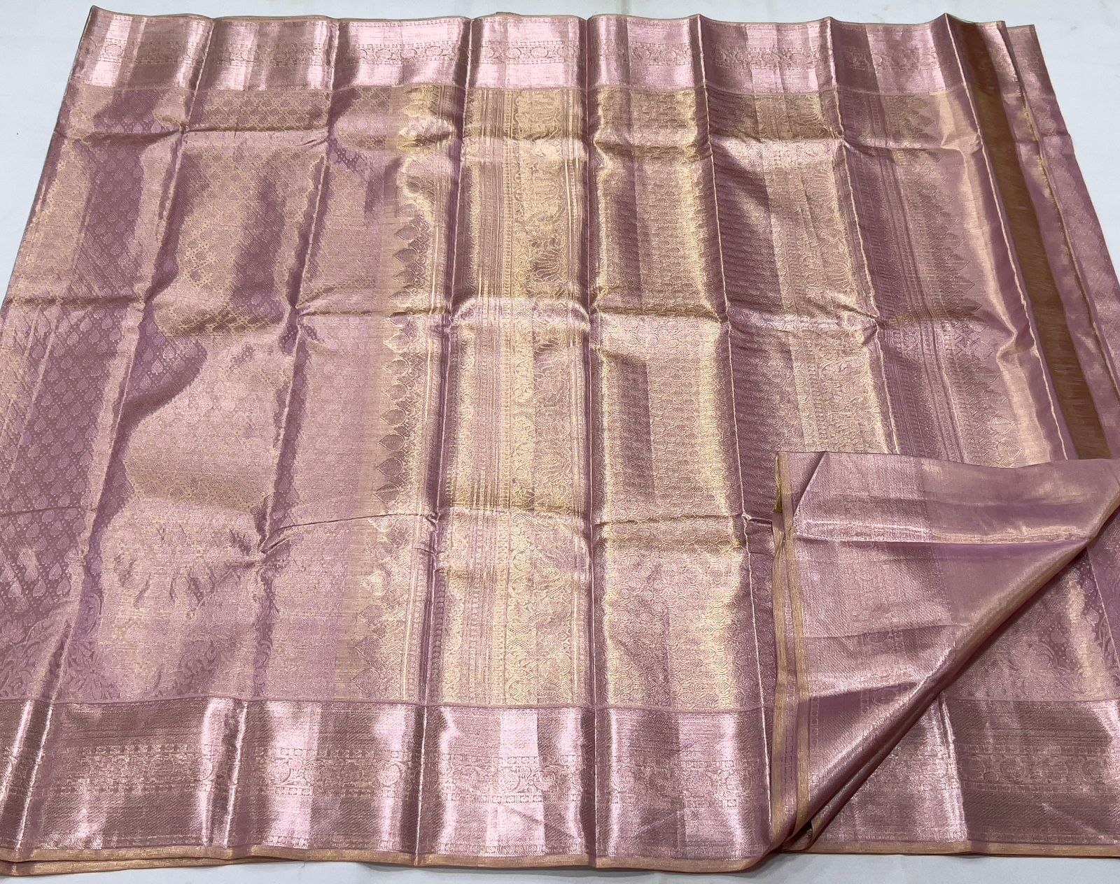 PEACH  BORDER COMBITION PURE KANCHI SILK SAREE