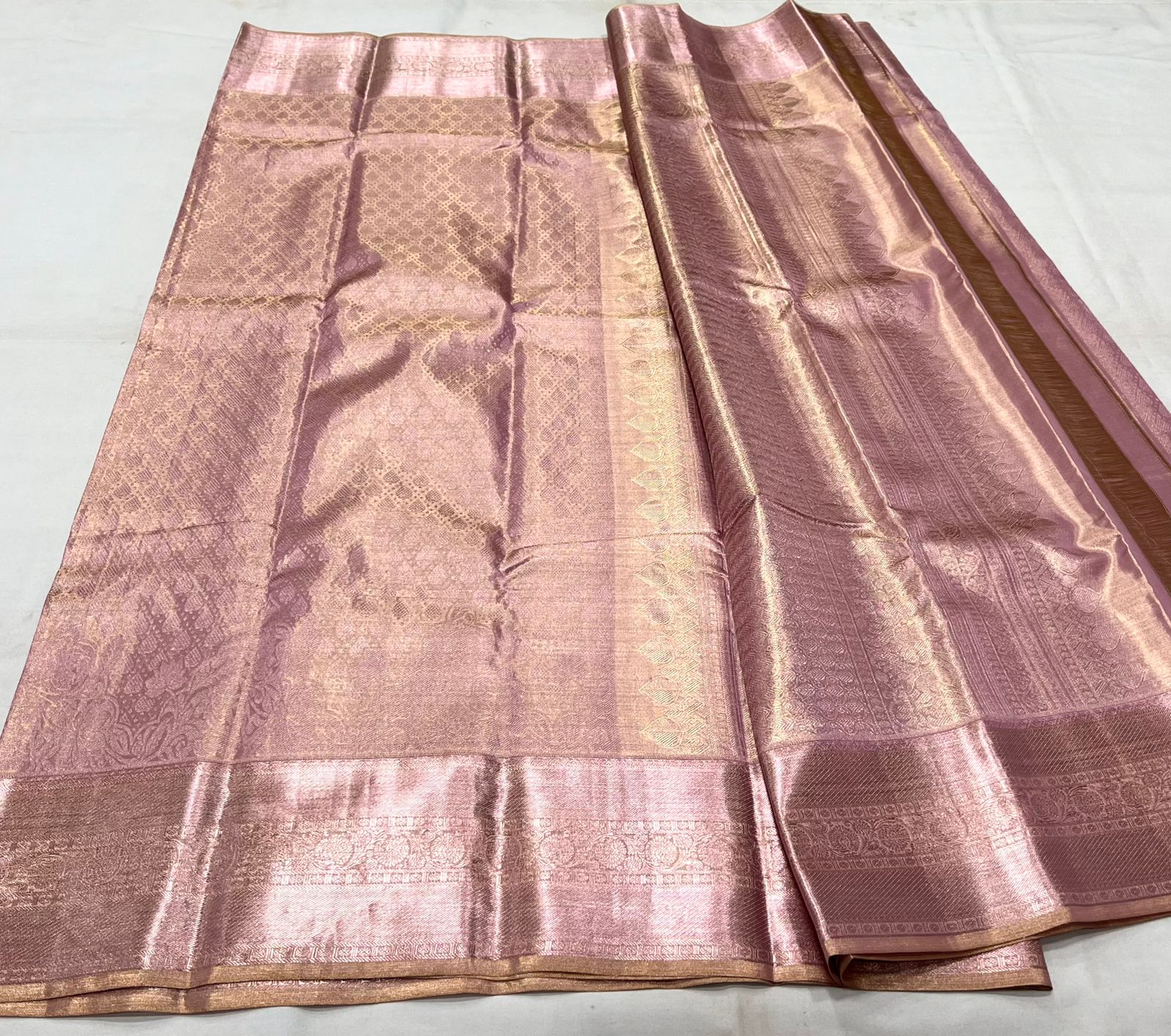 PEACH  BORDER COMBITION PURE KANCHI SILK SAREE