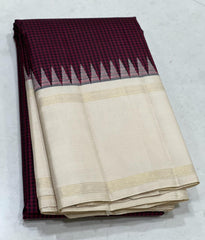 WINE/CREAM  BORDER COMBITION PURE KANCHI SILK SAREE