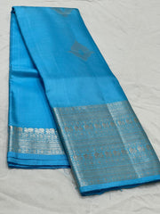 SKY BLUE  BORDER COMBITION PURE KANCHI SILK SAREE