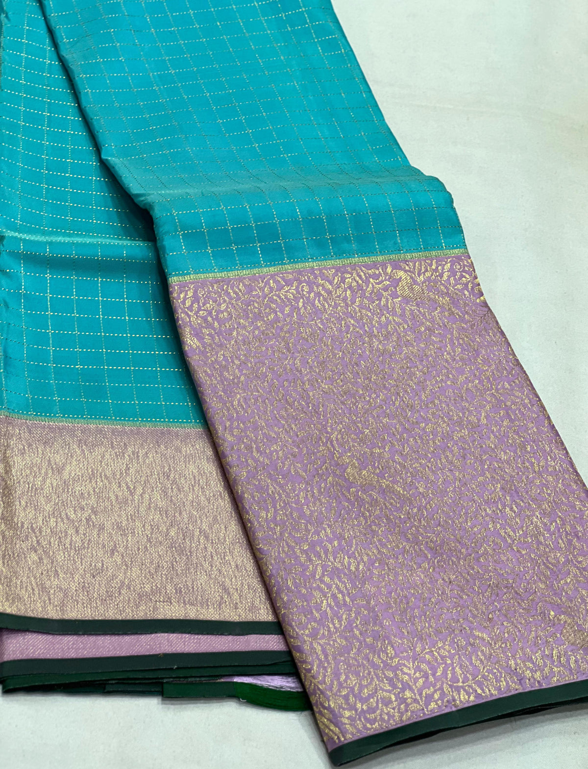 SKY BLUE/LILAC  BORDER COMBITION PURE KANCHI SILK SAREE