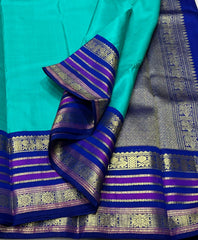 SKY BLUE/ROYAL BLUE  BORDER COMBITION PURE KANCHI SILK SAREE