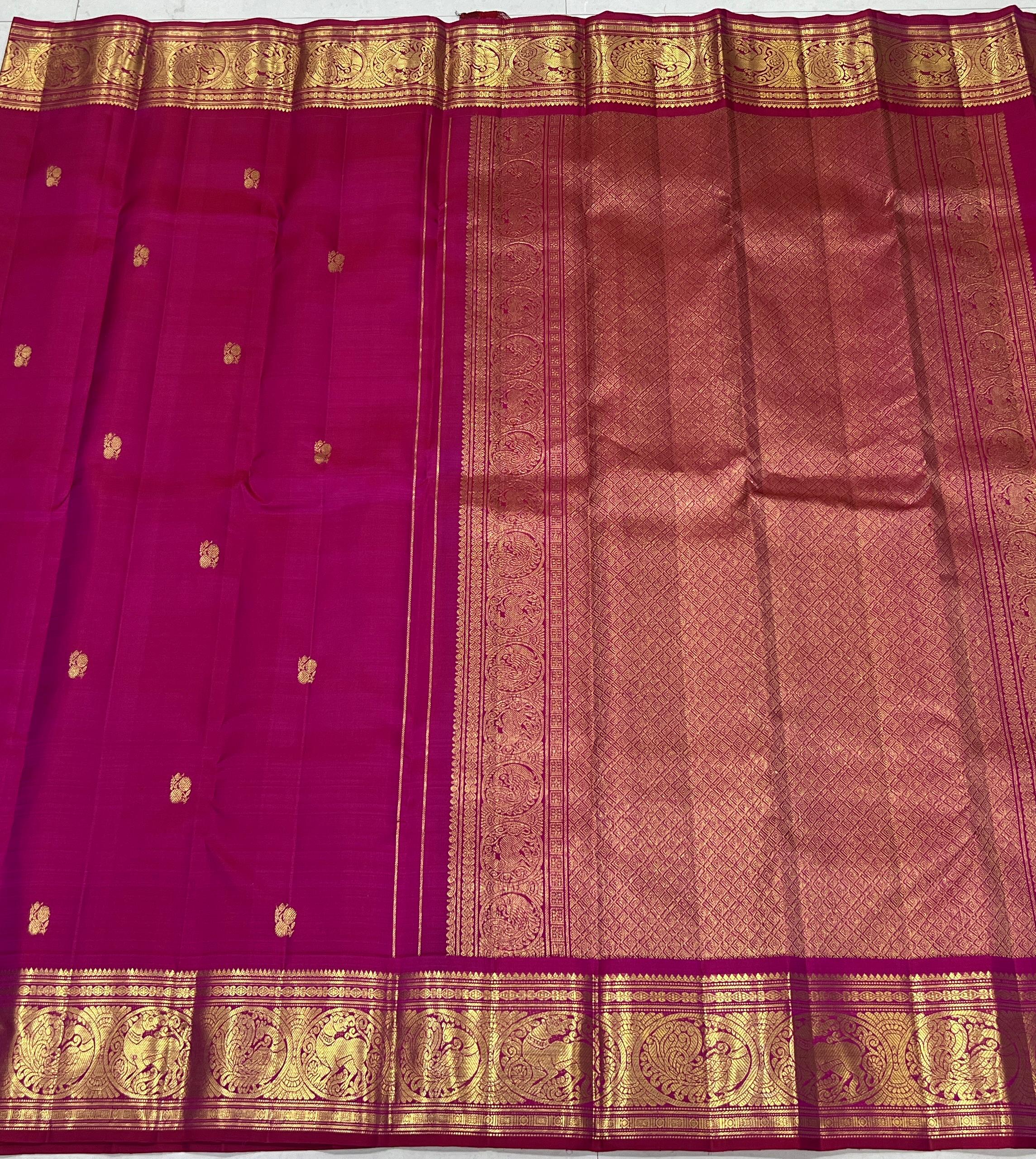 PINK/GOLD  BORDER COMBITION PURE KANCHI SILK SAREE